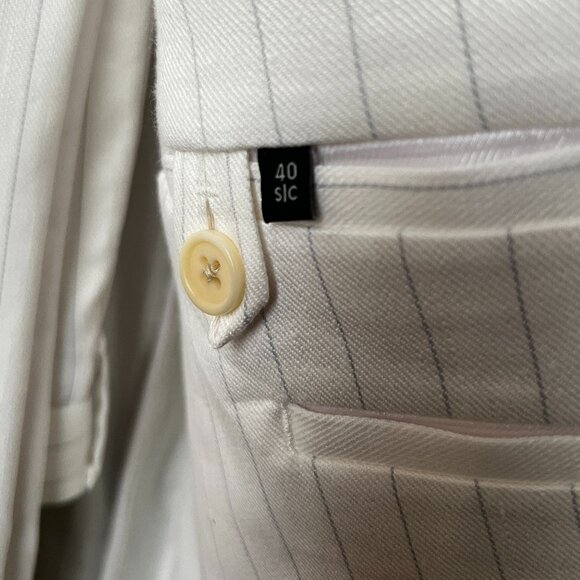 Banana Republic White Linen Stripe Full Suit - Size 40 S Chest | 30 S Pants - Picture 8 of 16